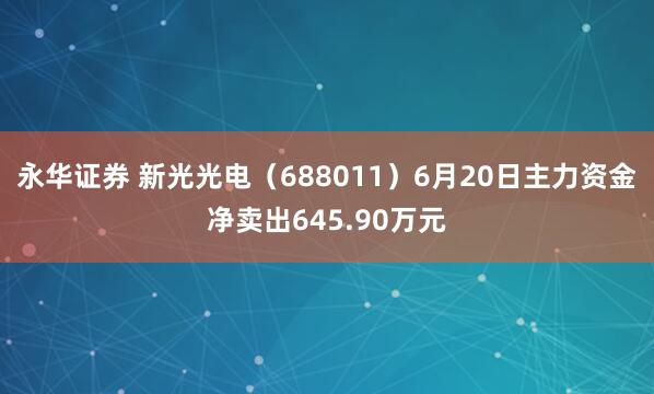 永华证券 新光光电（688011）6月20日主力资金净卖出645.90万元